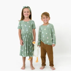 Long Sleeve Toddler Crew Neck Tee in Silly Goose
