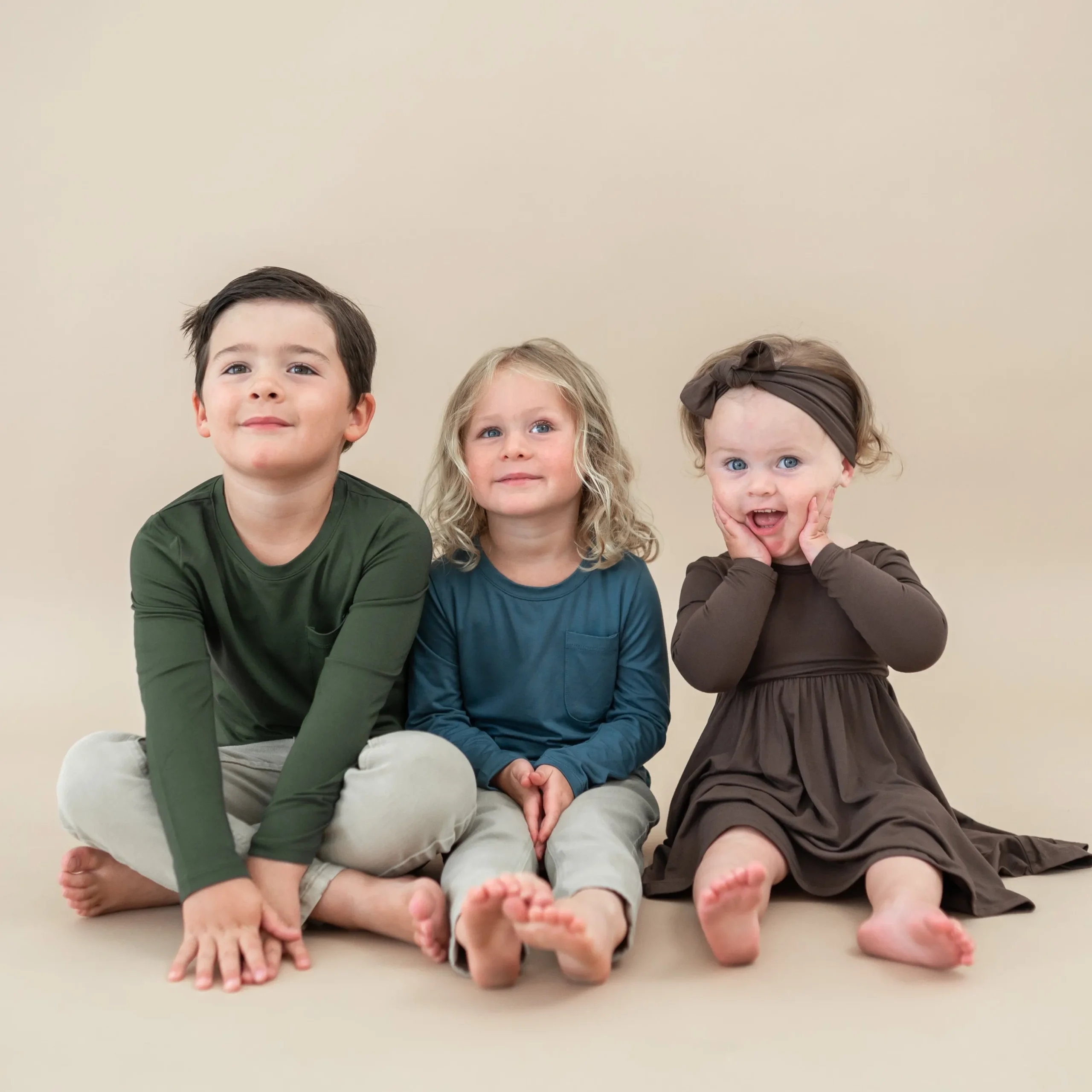 Long Sleeve Toddler Crew Neck Tee in Atlantic