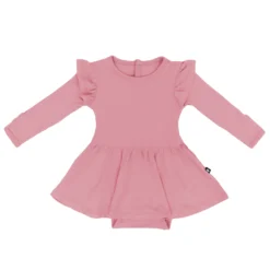 Long Sleeve Twirl Bodysuit Dress in Apple Blossom