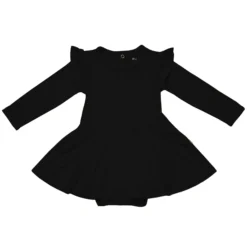 Long Sleeve Twirl Bodysuit Dress in Midnight