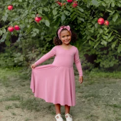 Long Sleeve Twirl Dress in Apple Blossom