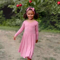 Long Sleeve Twirl Dress in Apple Blossom