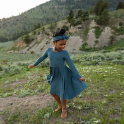 Long Sleeve Twirl Dress in Atlantic