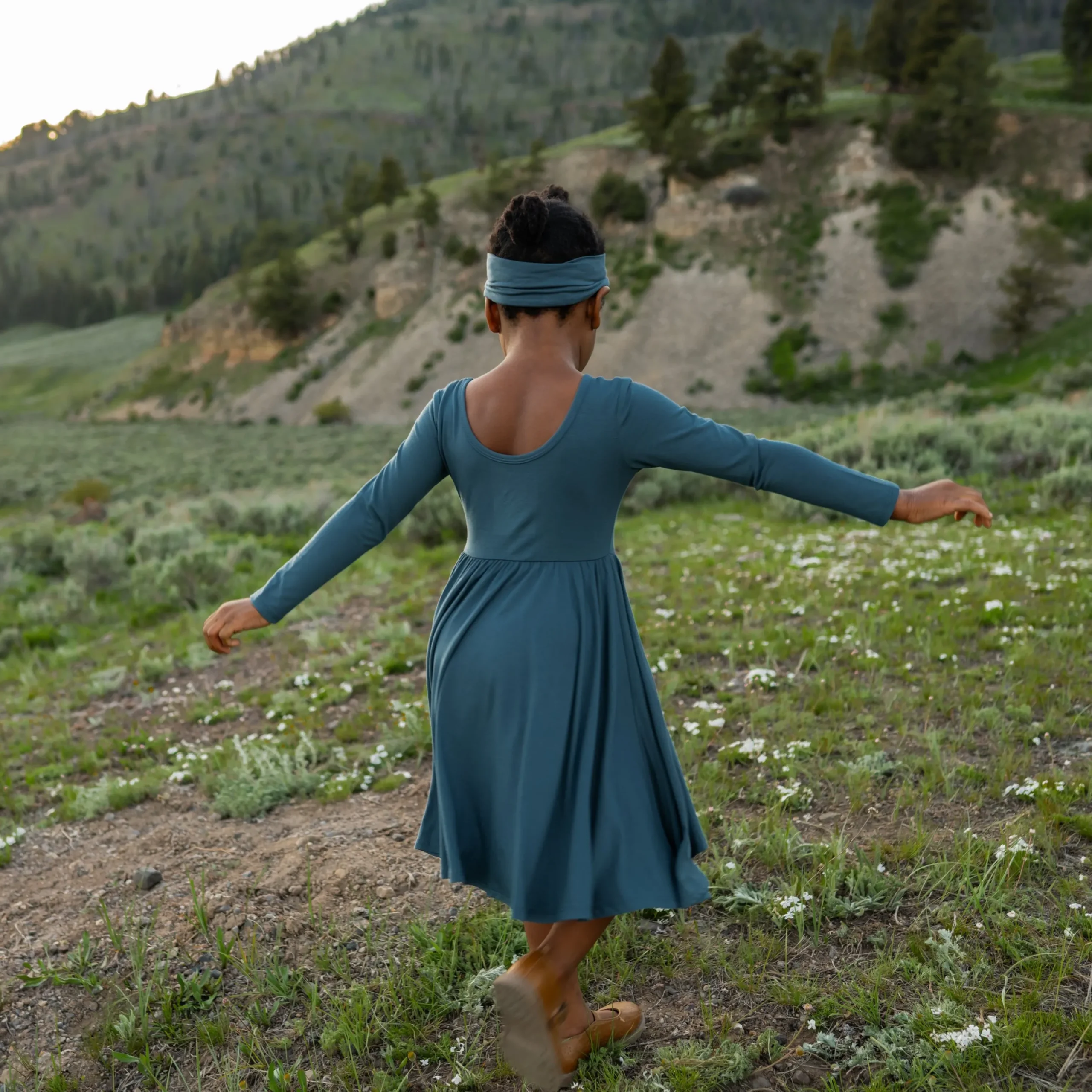 Long Sleeve Twirl Dress in Atlantic