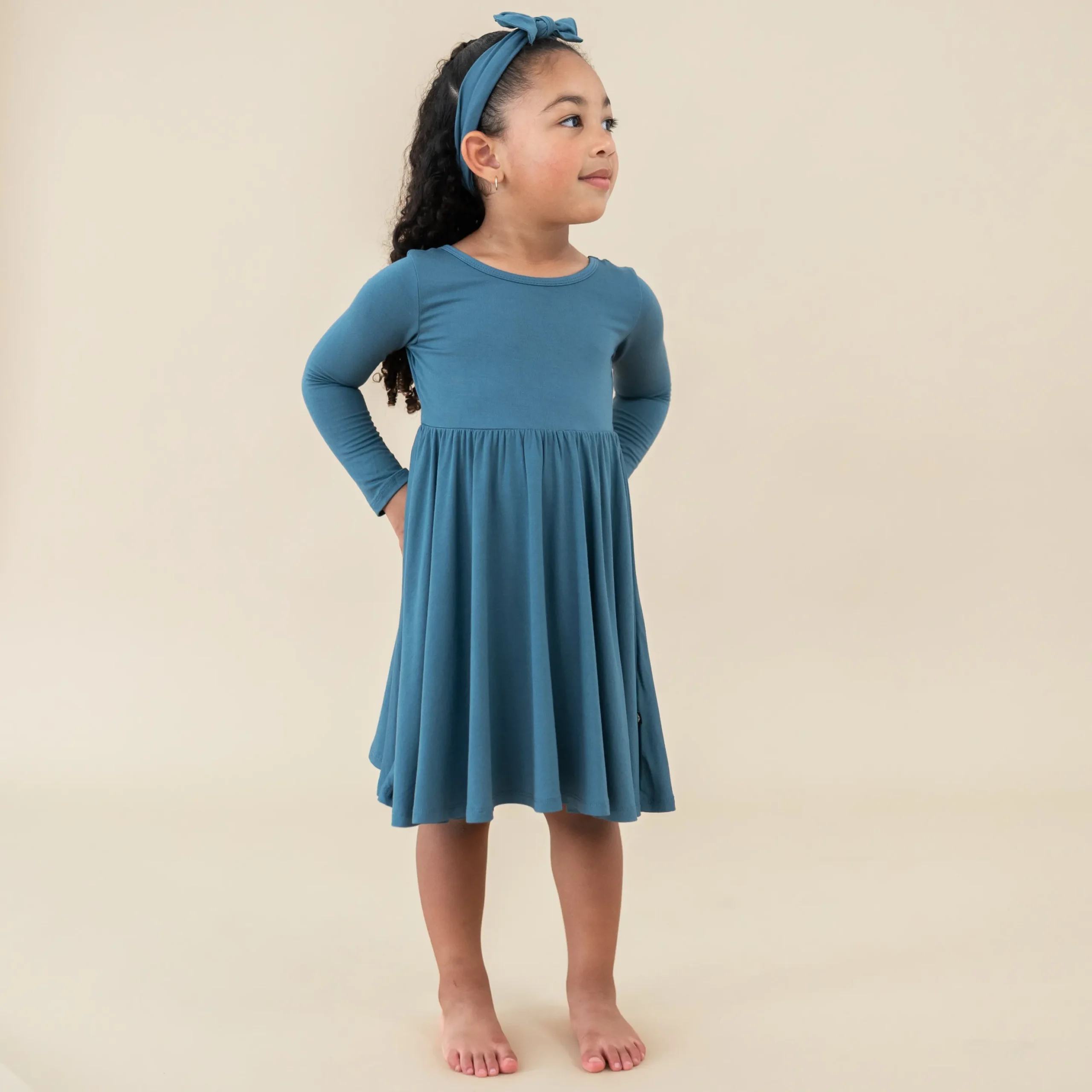 Long Sleeve Twirl Dress in Atlantic