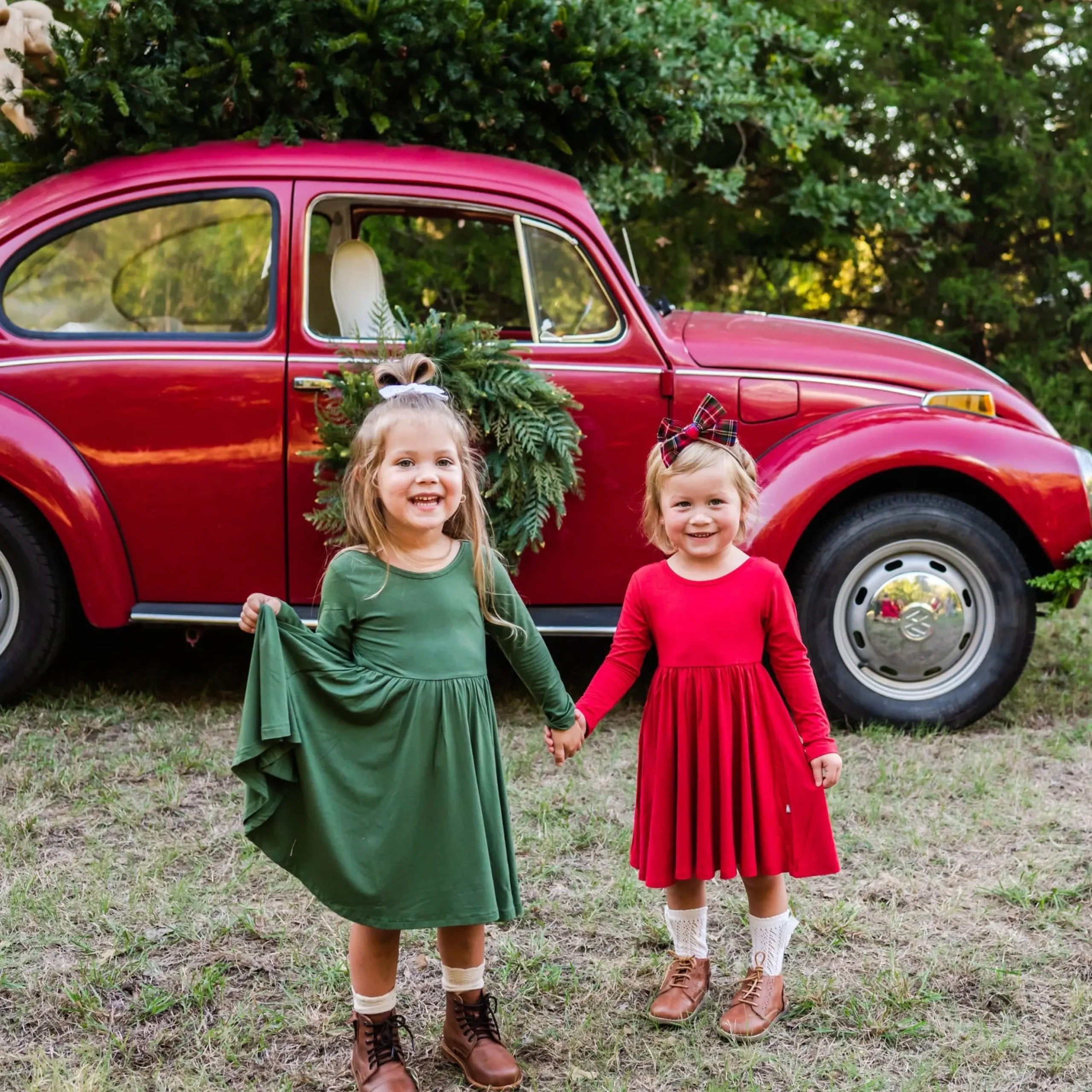 Long Sleeve Twirl Dress in Cardinal