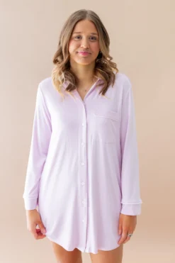 Long Sleeve Women’s Nightshirt in Thistle