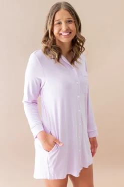 Long Sleeve Women’s Nightshirt in Thistle