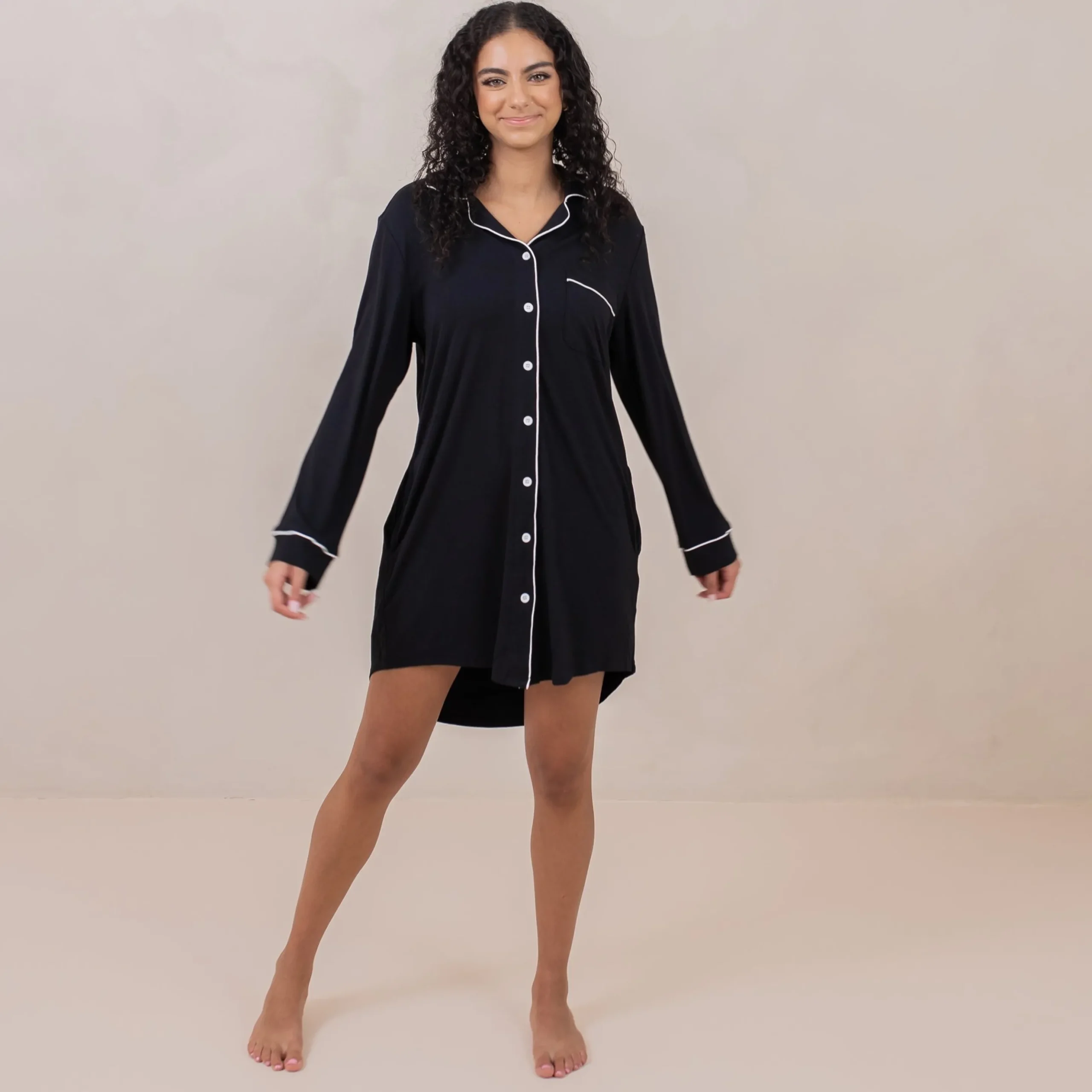 Long Sleeve Women’s Nightshirt in Midnight