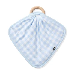 Lovey in Gingham Breeze with Removable Wooden Teething Ring