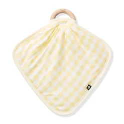Lovey in Gingham Chamomile with Removable Wooden Teething Ring