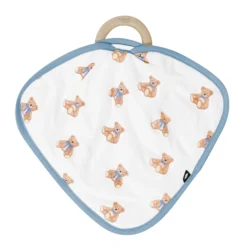 Lovey in Teddy Bear with Removable Wooden Teething Ring