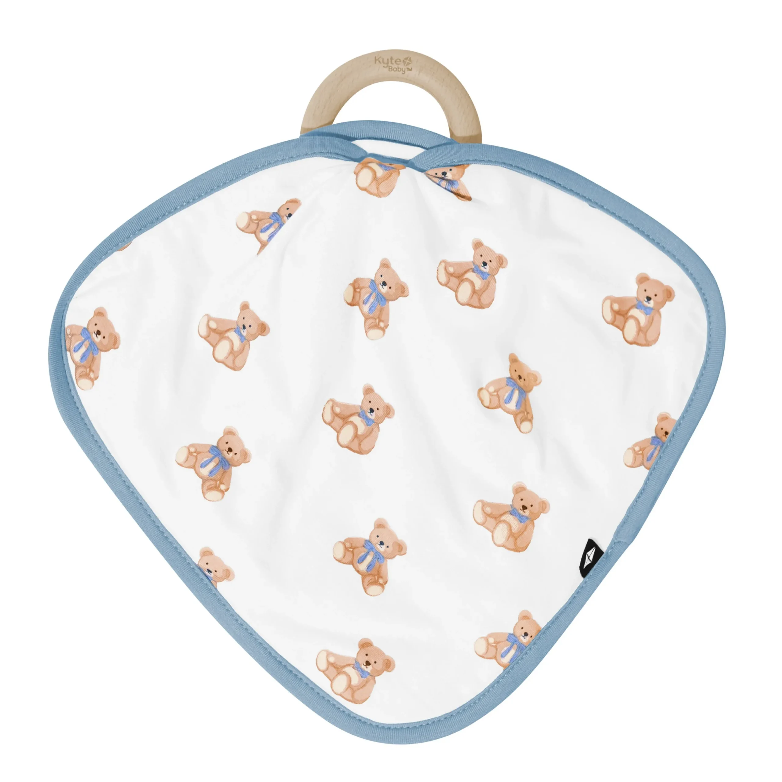 Lovey in Teddy Bear with Removable Wooden Teething Ring