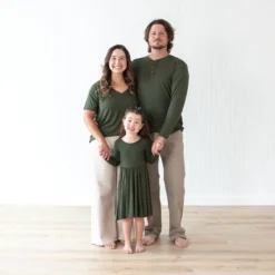 Men's Long Sleeve Henley Top in Fir