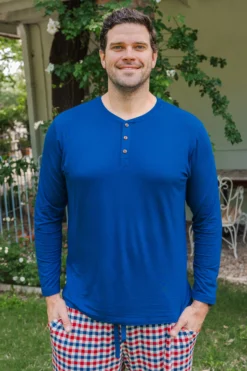 Men's Long Sleeve Henley Top in Tahoe