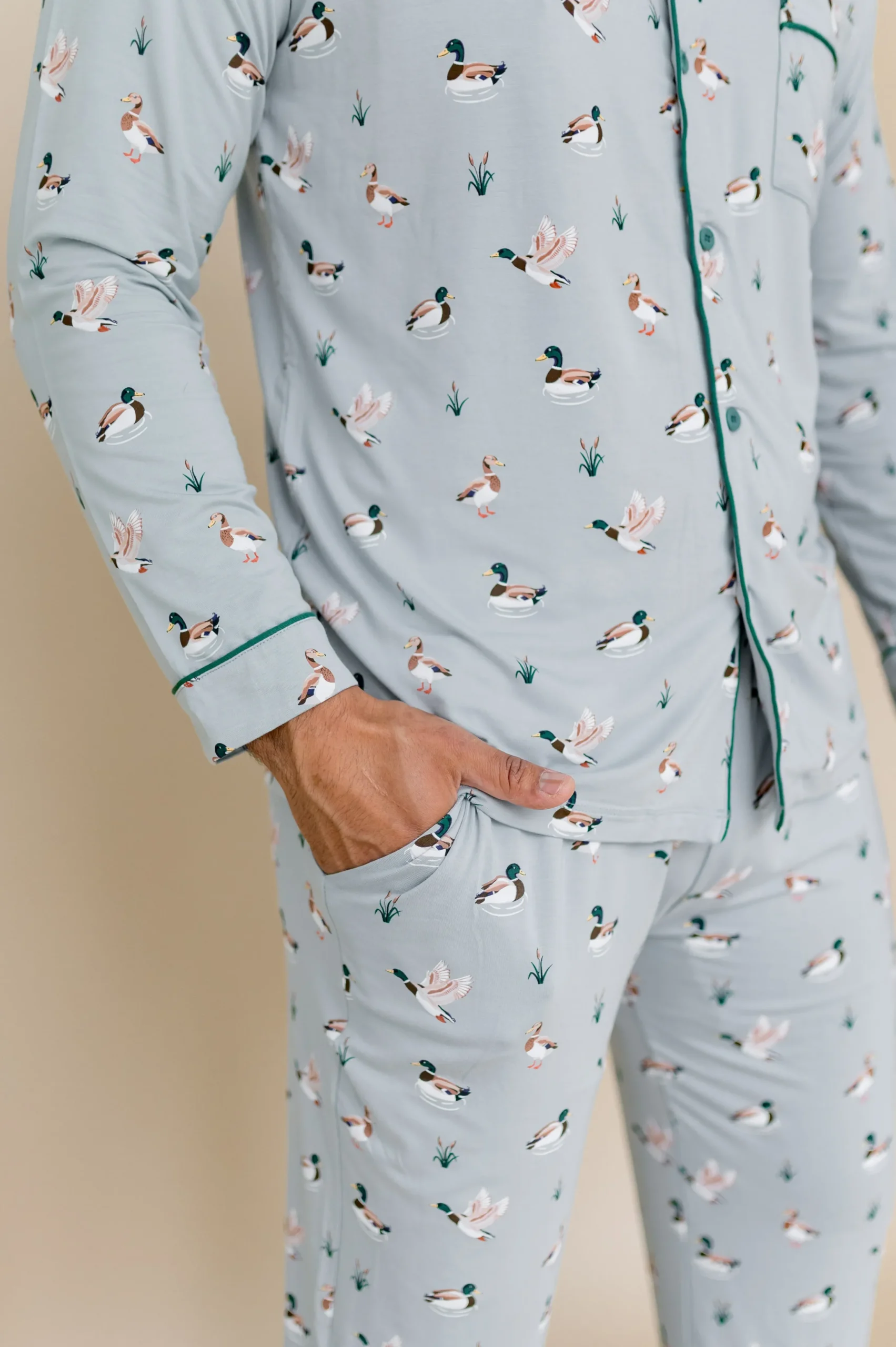 Men's Long Sleeve Pajama Set in Mallard Duck