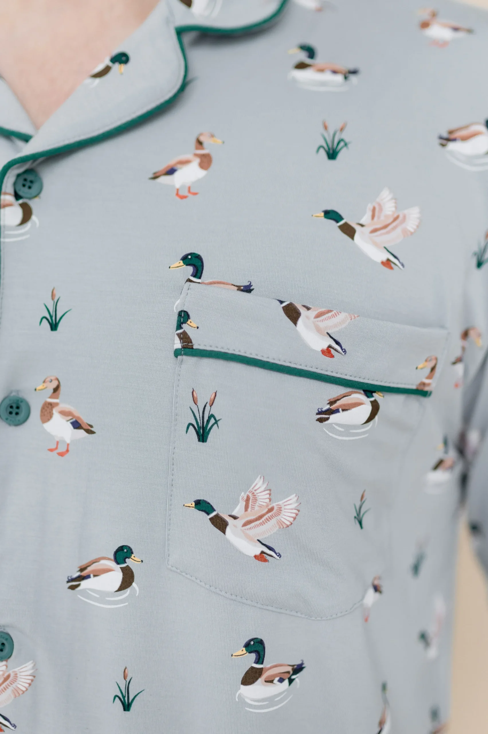 Men's Long Sleeve Pajama Set in Mallard Duck