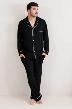 Men's Long Sleeve Pajama Set in Midnight