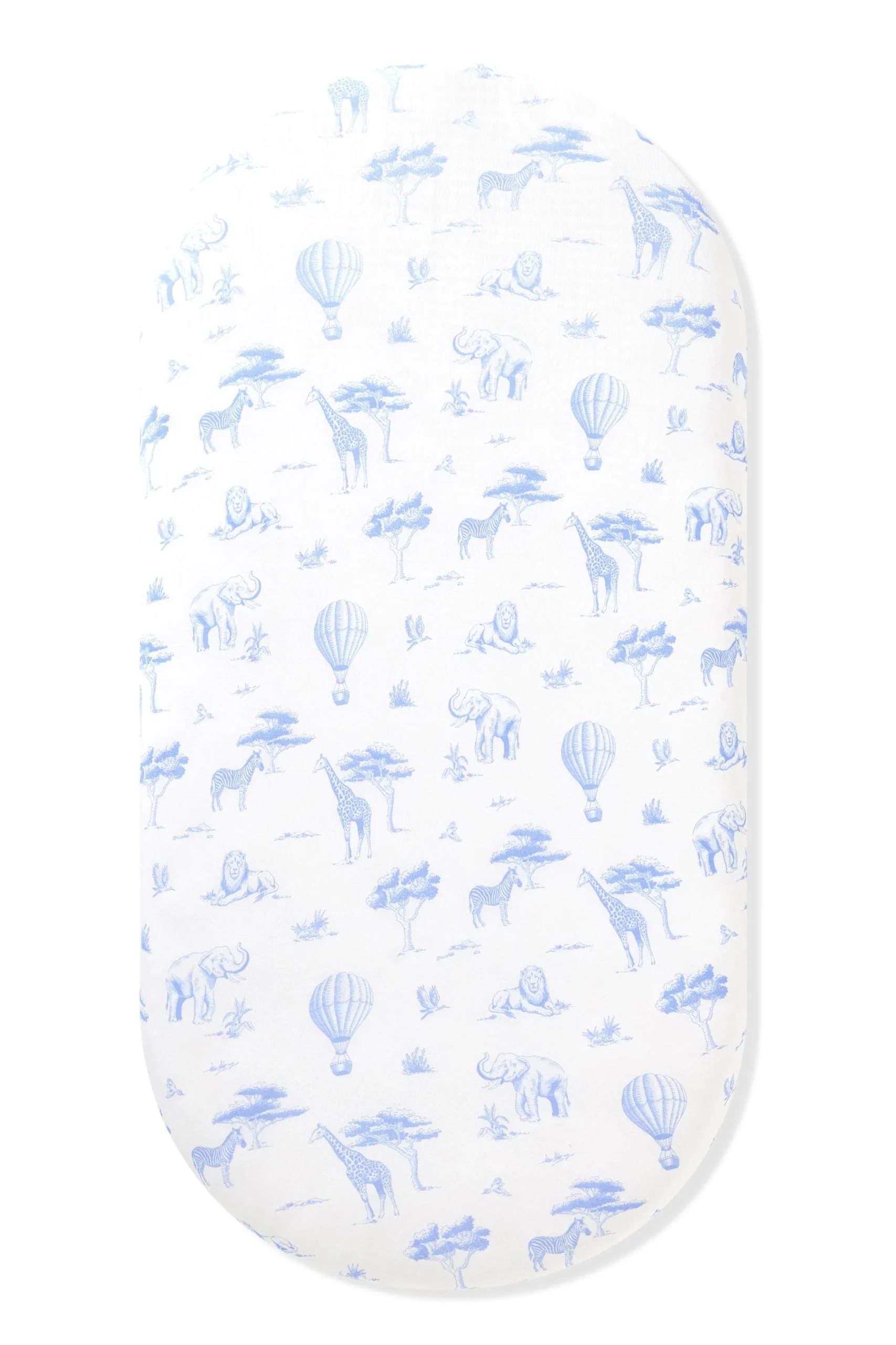 Oval Bassinet Sheet in Toile Safari