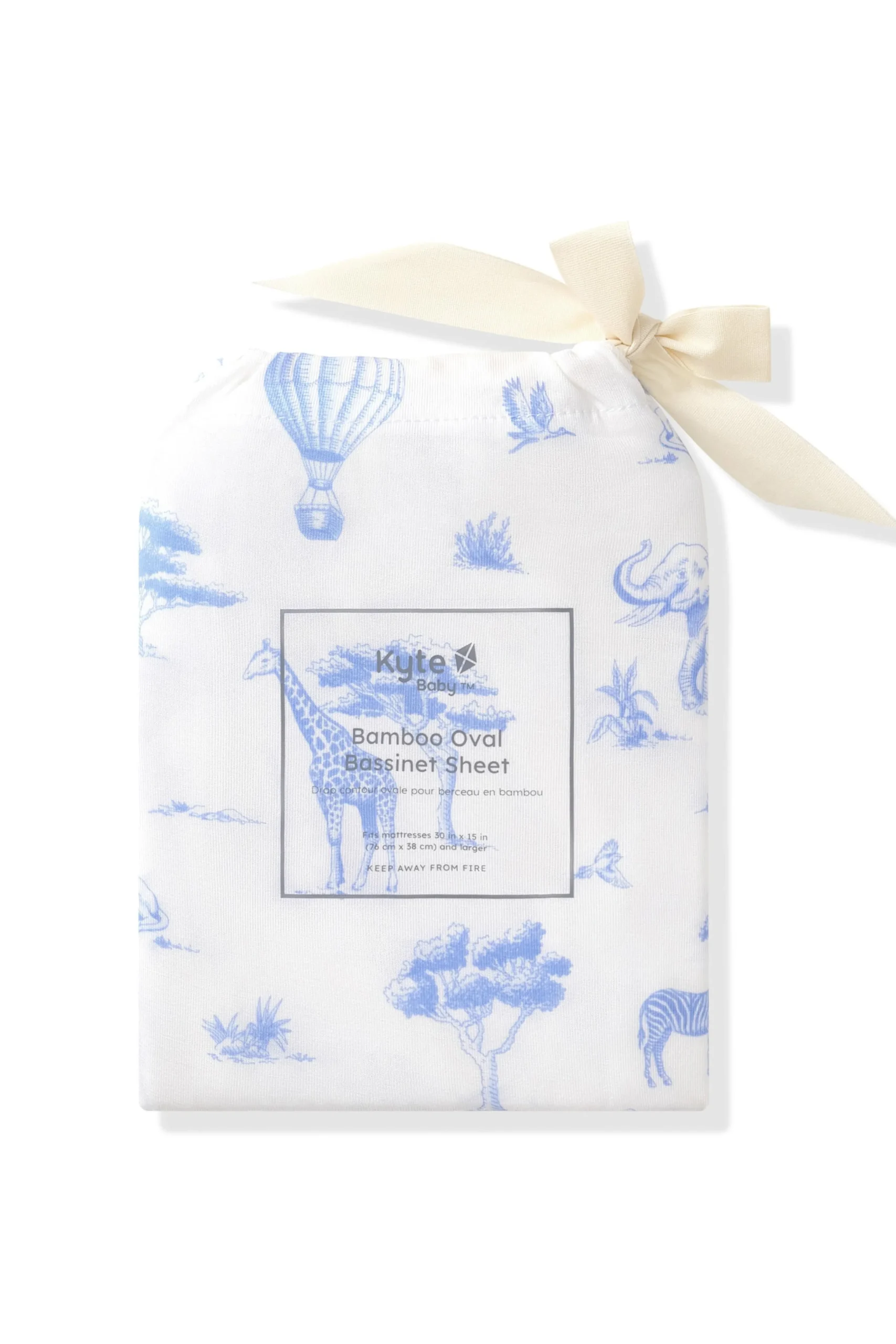 Oval Bassinet Sheet in Toile Safari