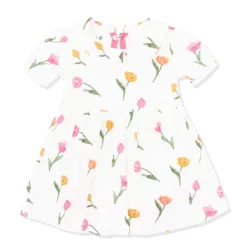 Peter Pan Collar Bodysuit Dress in Tulip