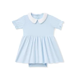 Peter Pan Collar Bodysuit Dress in Breeze