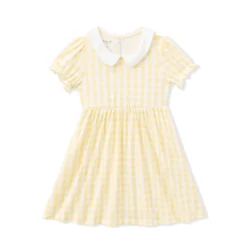 Peter Pan Collar Dress in Gingham Chamomile