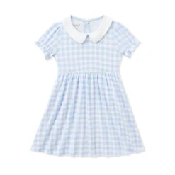 Peter Pan Collar Dress in Gingham Breeze