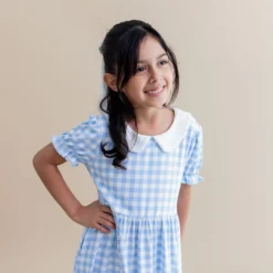 Peter Pan Collar Dress in Gingham Breeze