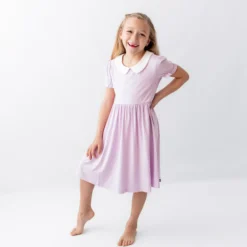 Peter Pan Collar Dress in Thistle