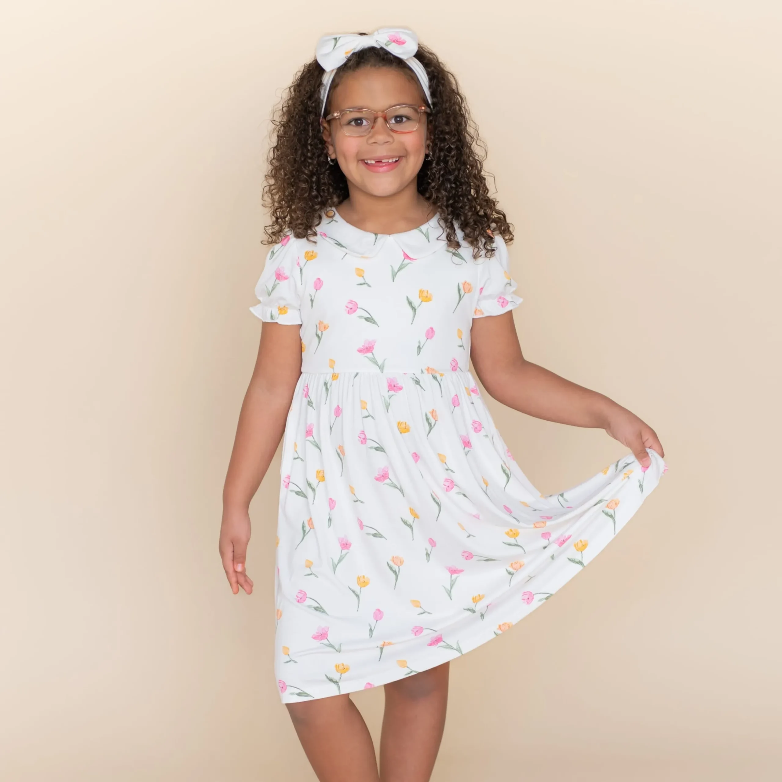 Peter Pan Collar Dress in Tulip