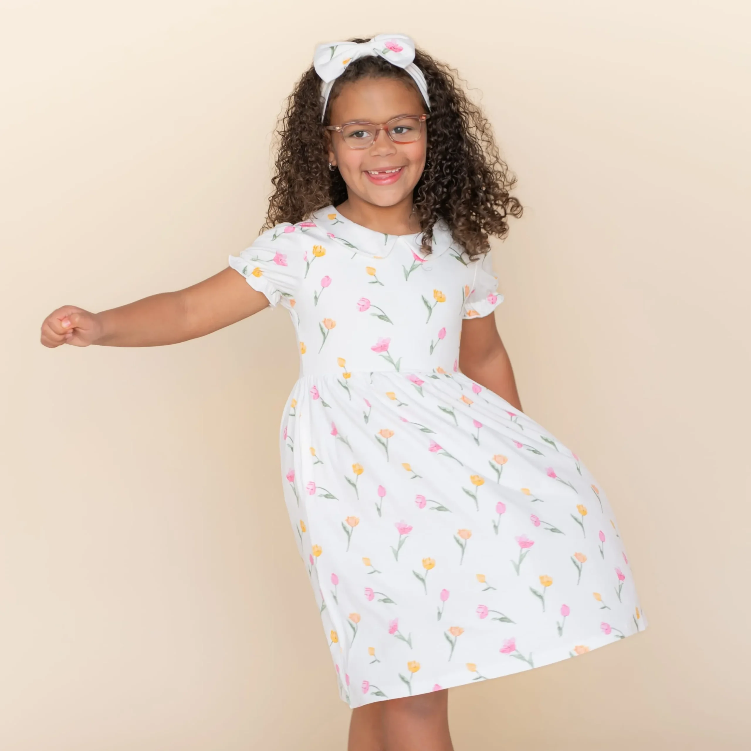 Peter Pan Collar Dress in Tulip