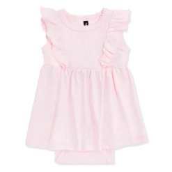 Pointelle Bodysuit Dress in Sakura