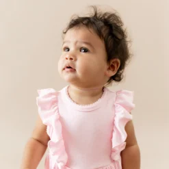 Pointelle Bodysuit Dress in Sakura