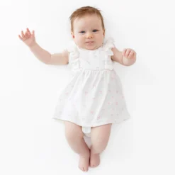 Pointelle Bodysuit Dress in Sweet Pink Bow