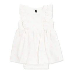 Pointelle Bodysuit Dress in Sweet Pink Bow