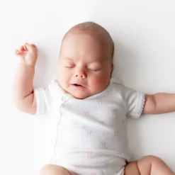 Pointelle Kimono Bodysuit in Sweet Pink Bow