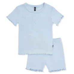 Pointelle Short Sleeve Set in Breeze