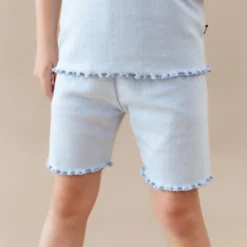 Pointelle Short Sleeve Set in Breeze