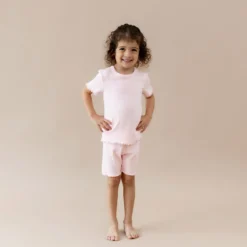 Pointelle Short Sleeve Set in Sakura