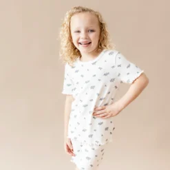 Pointelle Short Sleeve Set in Spray Rose