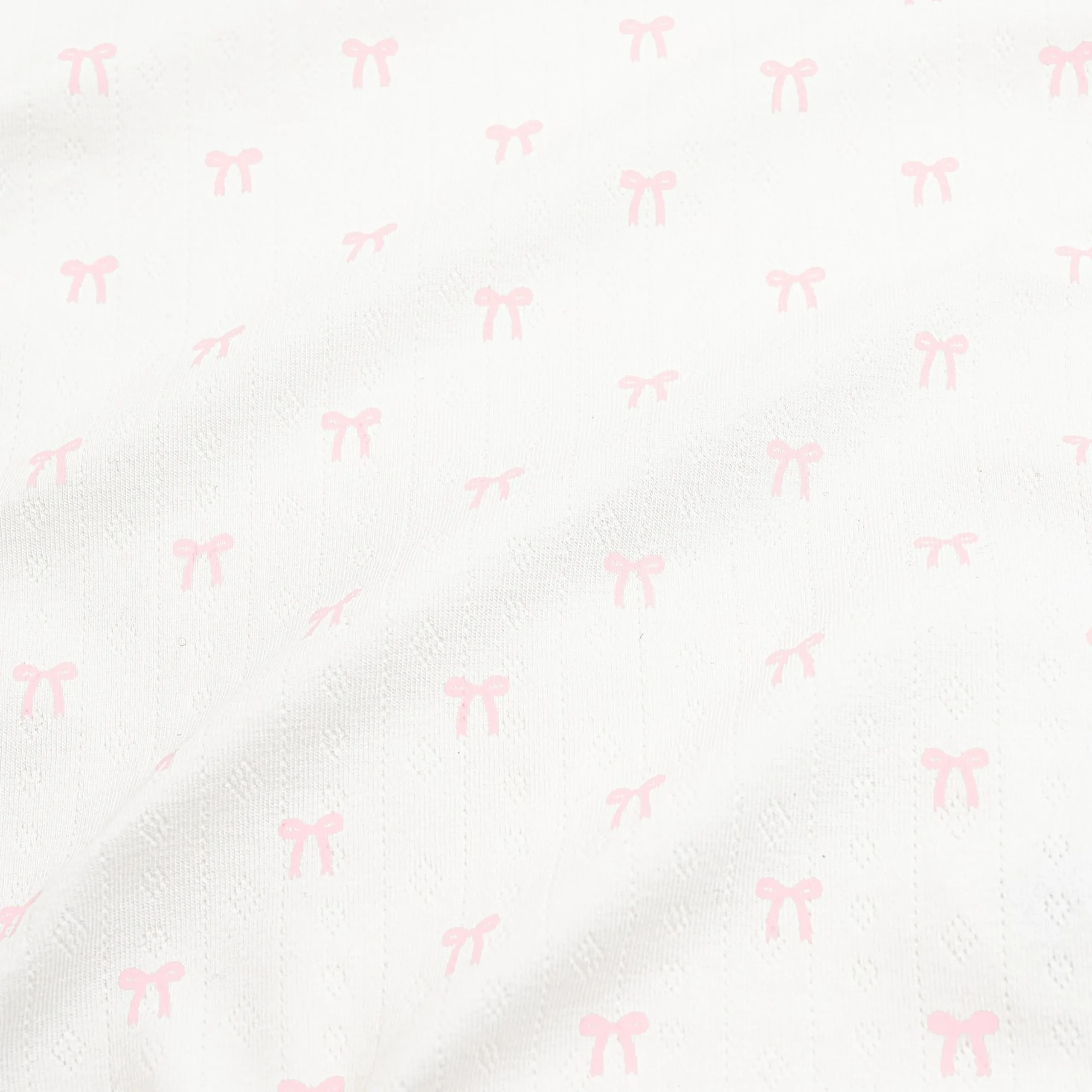 Pointelle Short Sleeve Set in Sweet Pink Bow