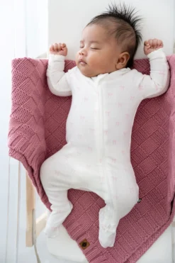 Pointelle Zippered Footie in Sweet Pink Bow