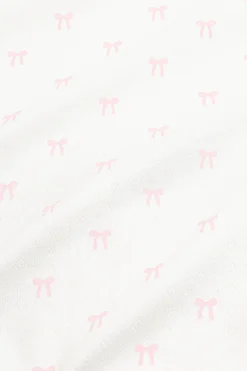 Pointelle Zippered Footie in Sweet Pink Bow