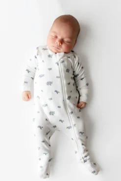 Pointelle Zippered Footie in Spray Rose