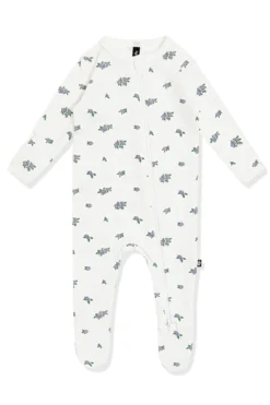 Pointelle Zippered Footie in Spray Rose