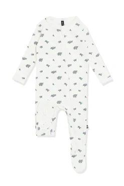 Pointelle Zippered Footie in Spray Rose