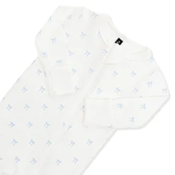Pointelle Zippered Footie in Sweet Blue Bow