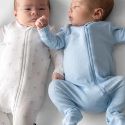 Pointelle Zippered Footie in Breeze