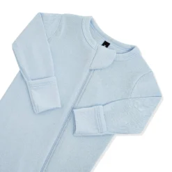Pointelle Zippered Footie in Breeze
